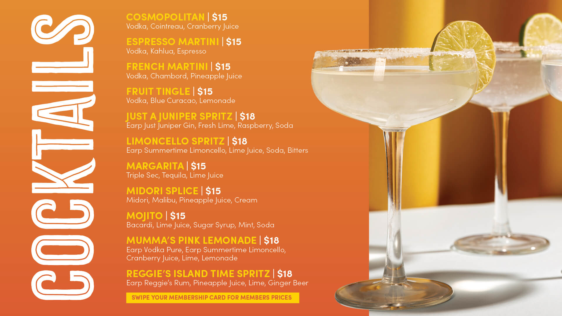 Cocktail Menu Stockton Bowling